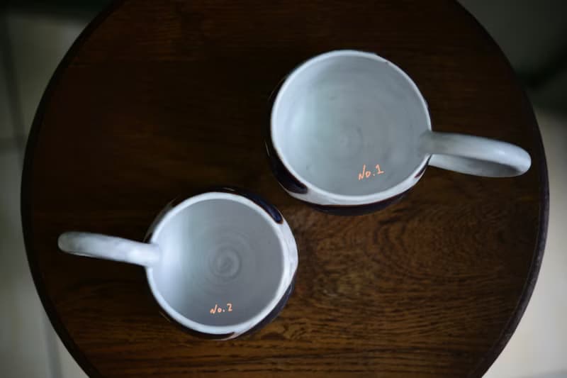 手繪黑色花兒No.1-杯子/茶杯/咖啡杯