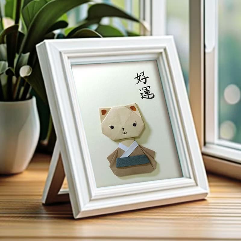 手工原作字畫  |  可愛療癒喵系列  /  A3C24  /【好運...】