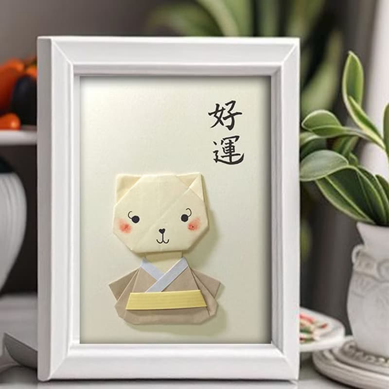 手工原作字畫  |  可愛療癒喵系列  /  A3C24  /【好運...】