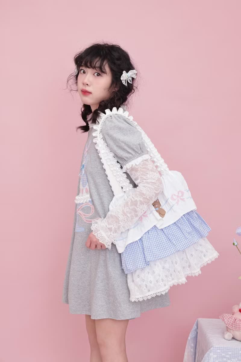 甜美可愛 層層花邊 小熊蝴蝶結蛋糕單肩包