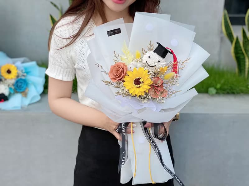 畢業花束 \暖陽\ 向日葵花束 乾燥花束 畢業快樂