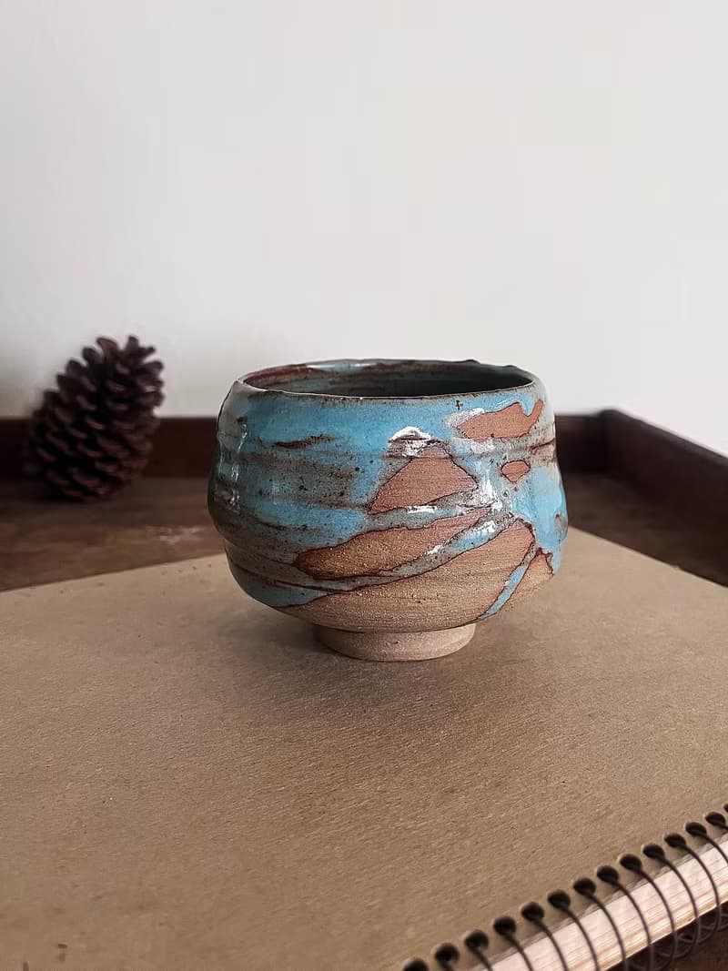 冷藍 茶碗 陶碗 零二  | 陶器皿