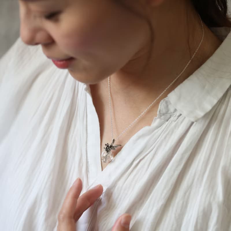 純銀桂花鍊香墜子 項鍊 吊墜 玻璃瓶可裝精油香氛