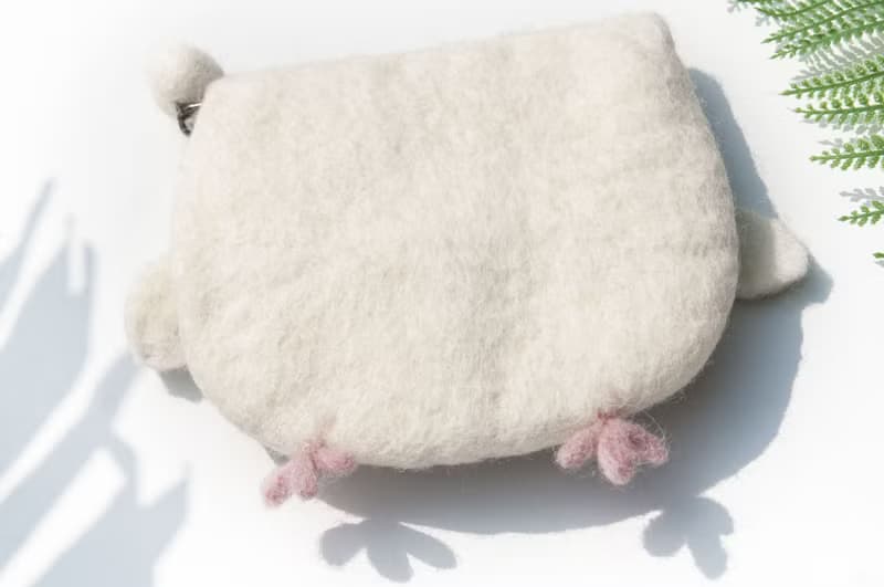 羊毛氈化妝袋/羊毛氈收納袋/零錢包/悠遊卡套/羊毛氈錢包-貓頭鷹