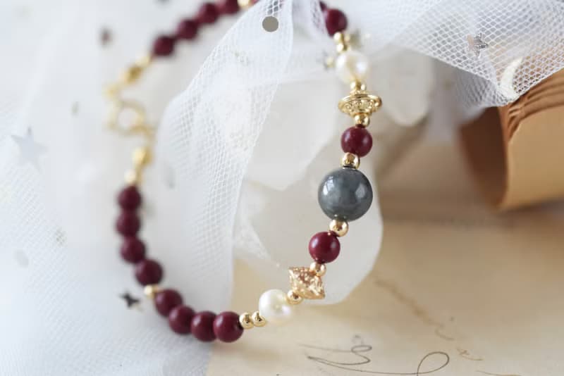 如雲。珠砂 烏雞種翡翠 淡水珍珠 14KGP 天然石水晶 手鍊