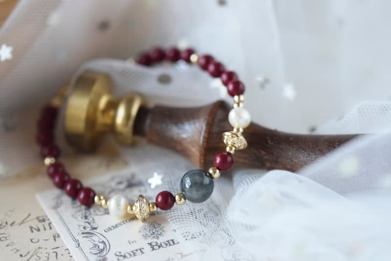 如雲。珠砂 烏雞種翡翠 淡水珍珠 14KGP 天然石水晶 手鍊