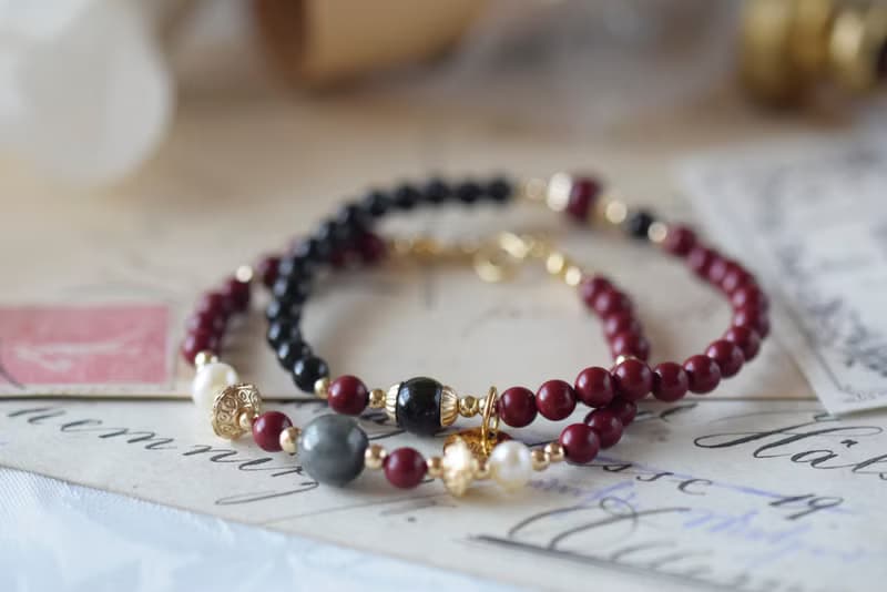 如雲。珠砂 烏雞種翡翠 淡水珍珠 14KGP 天然石水晶 手鍊