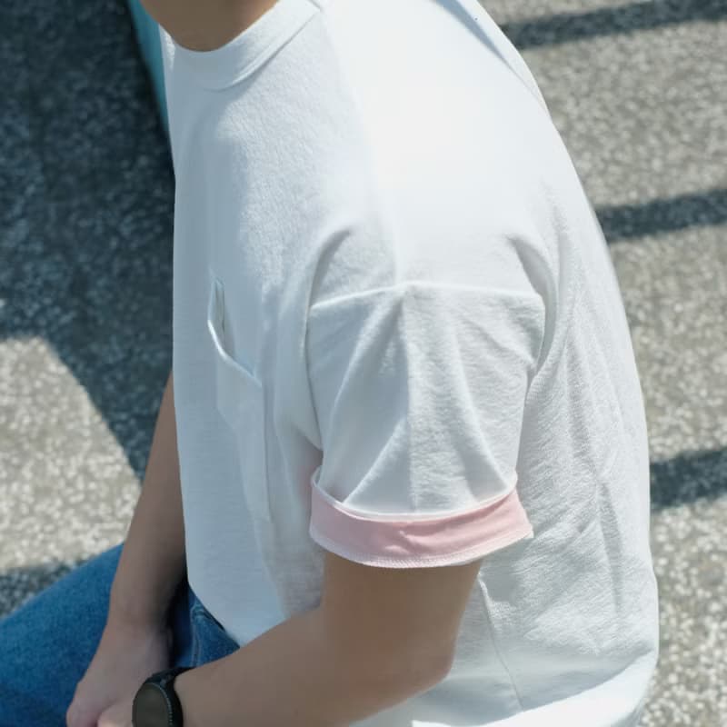 夏日寬版口袋T 中性T恤 /簡約款式/純棉材質/藍染/素T/情侶/禮物