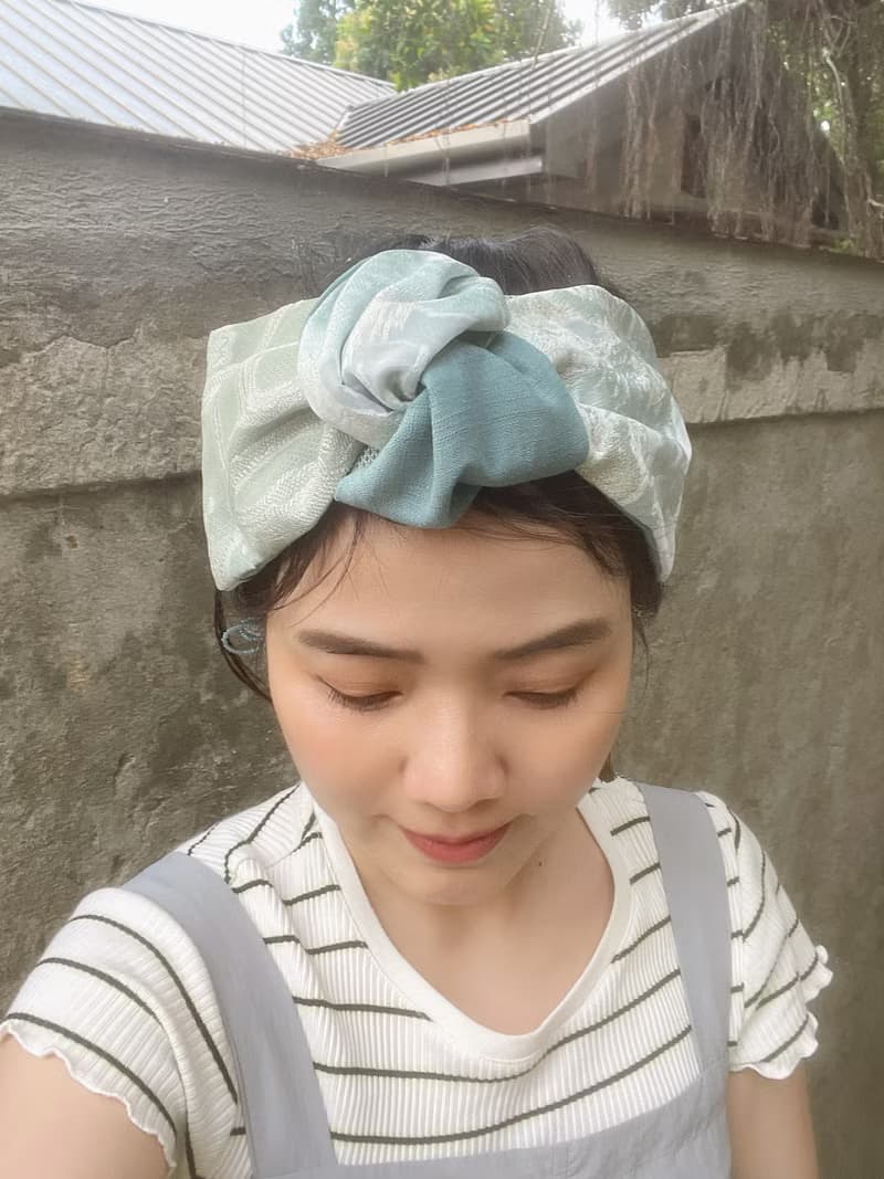 湖水綠 鬆緊寬髮帶