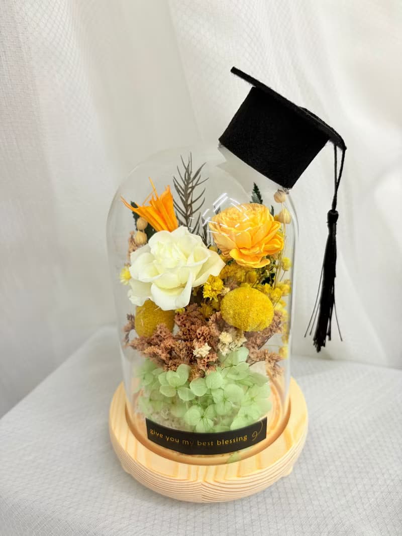 永生玫瑰小玻璃罩盅 永生玫瑰  畢業禮物