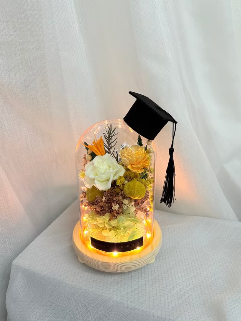 永生玫瑰小玻璃罩盅 永生玫瑰  畢業禮物