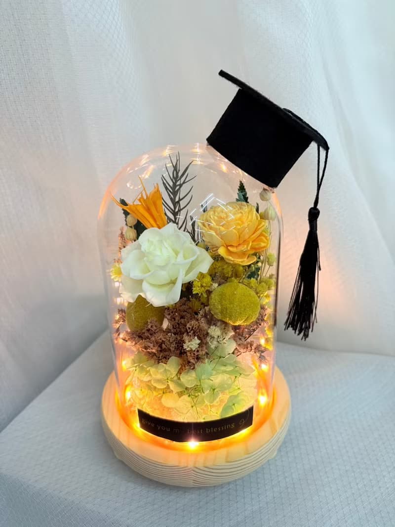 永生玫瑰小玻璃罩盅 永生玫瑰  畢業禮物