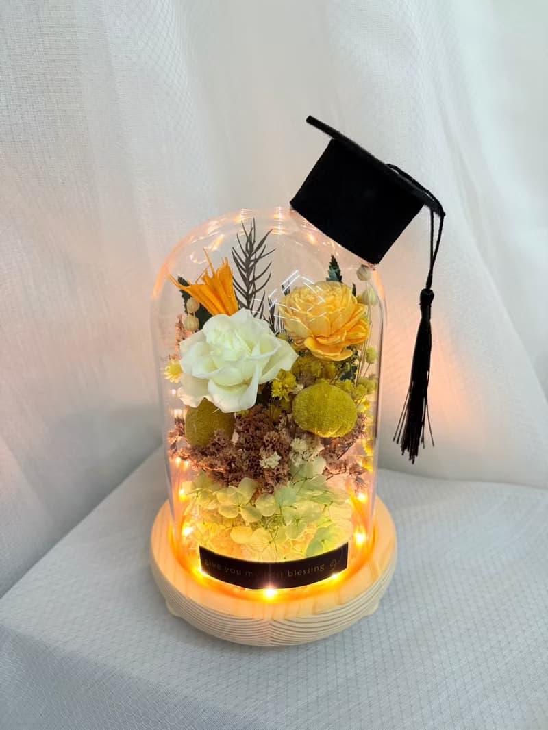 永生玫瑰小玻璃罩盅 永生玫瑰  畢業禮物