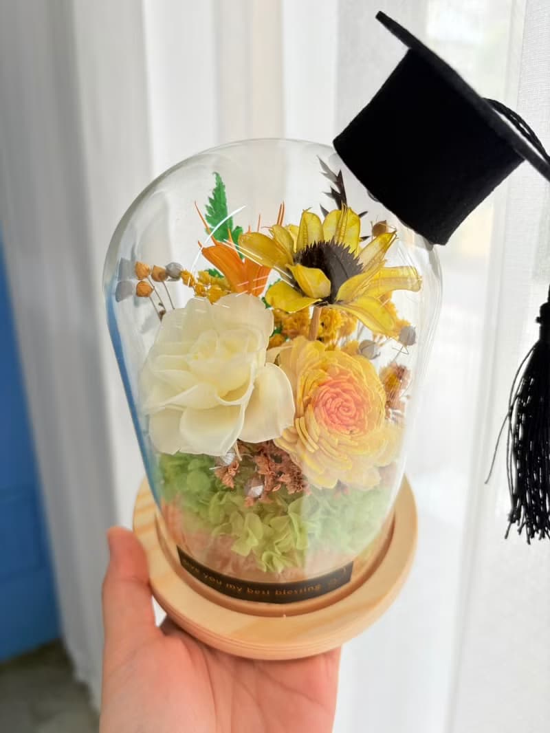 永生玫瑰小玻璃罩盅 永生玫瑰  畢業禮物