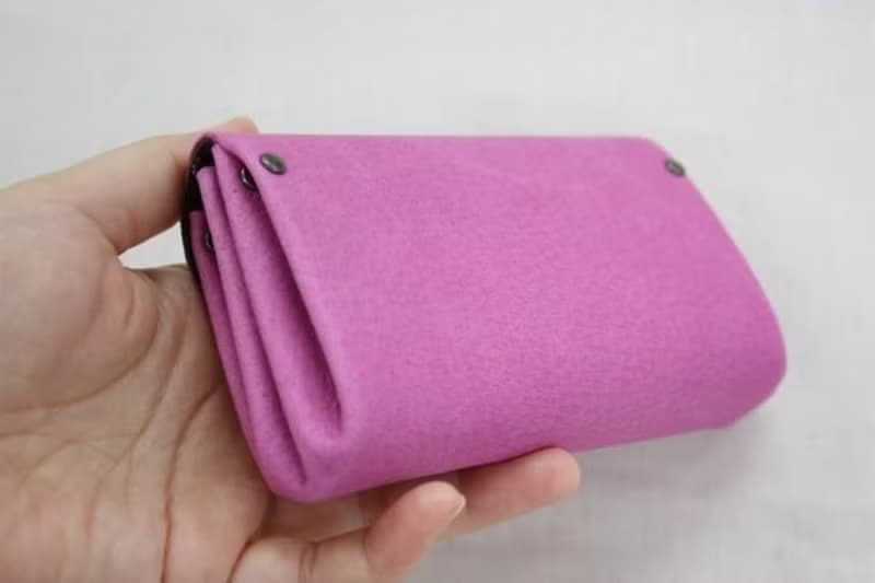 ピッグスキンの小さなお財布　ピンク×チョコ