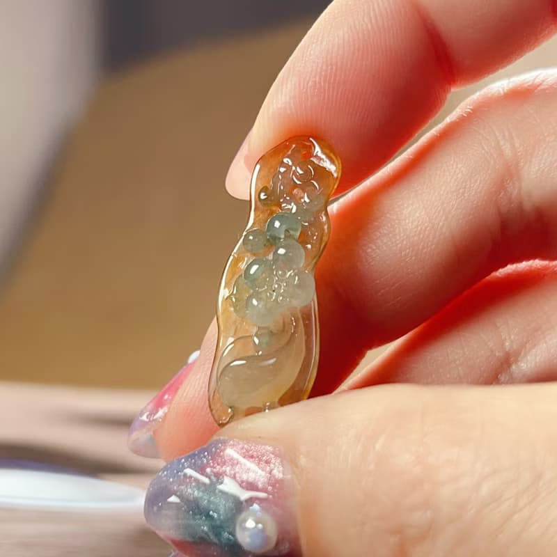 冰三彩翡翠蓮花 | 天然A貨翡翠 | 送禮