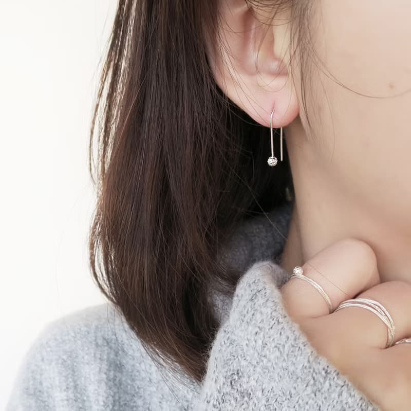 獨家 森林系 925純銀 迷你果 U型耳針 耳環  一對