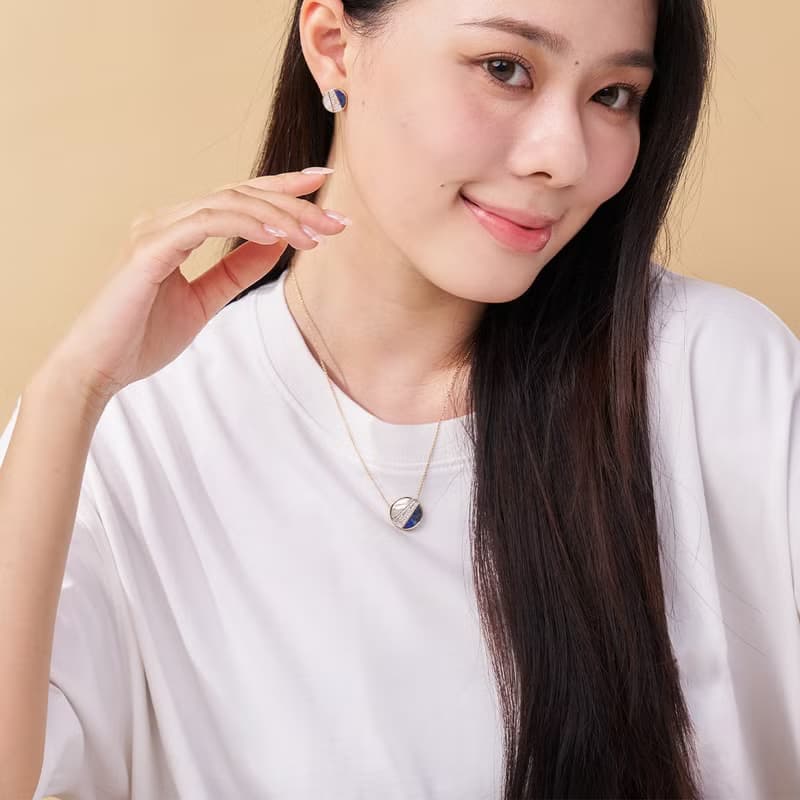 星河滿鑽雙寶石項鍊 (青金石)
