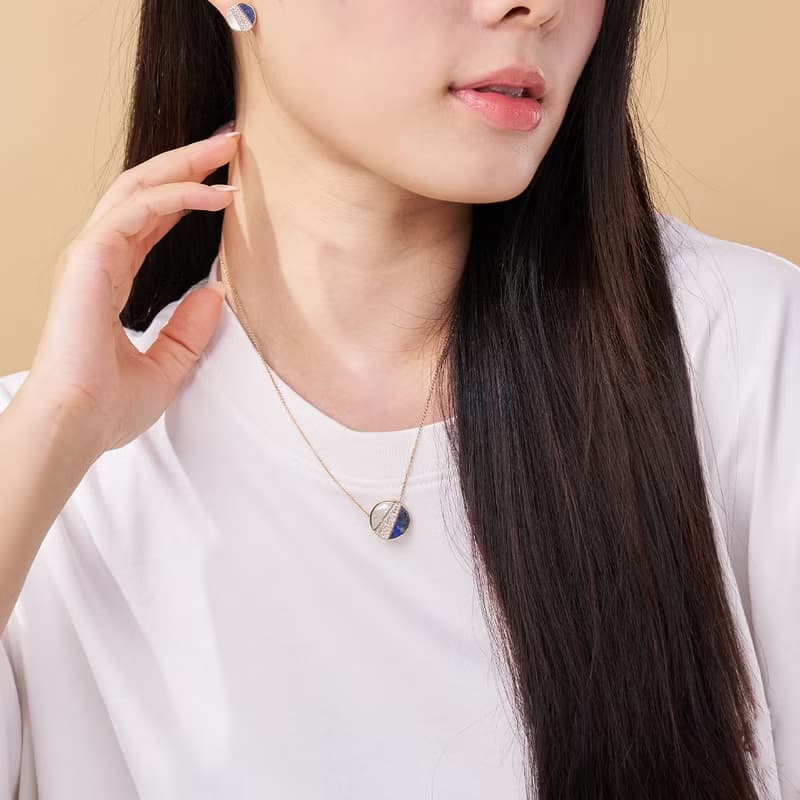 星河滿鑽雙寶石項鍊 (青金石)