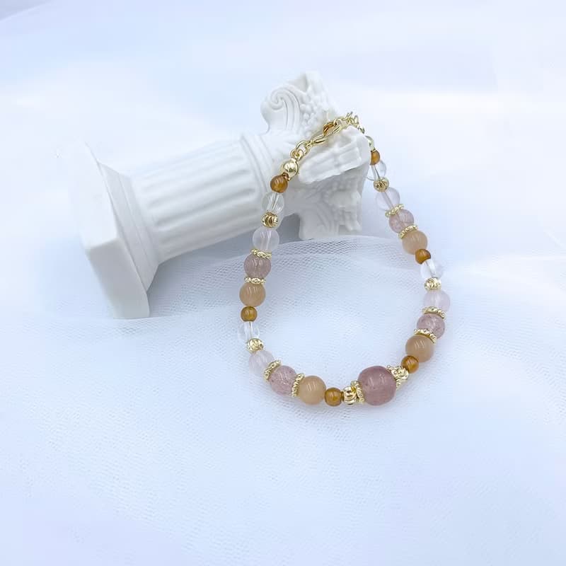 戀人花環 / 草莓晶 橙月光 橙石榴 白水晶 粉晶 水晶手鍊