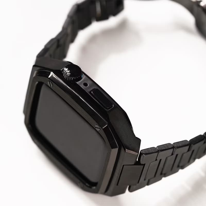 Apple watch - 細緻打磨不鏽鋼保護殼x錶帶套組 - 黑殼 蘋果錶帶