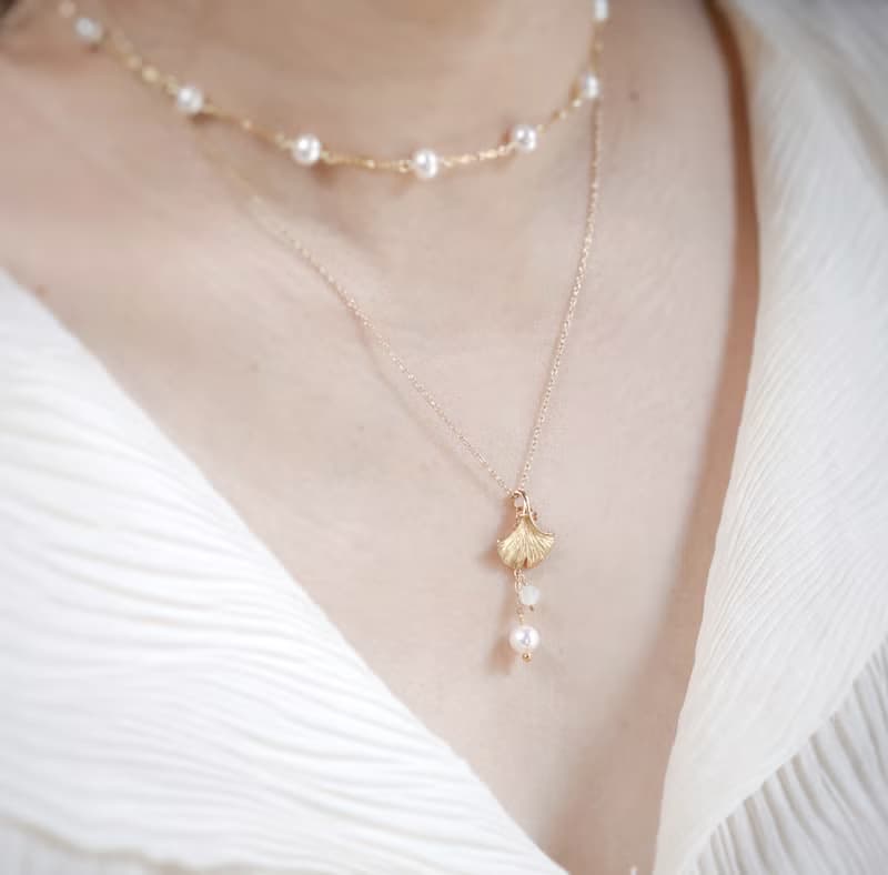 永恆  銀杏鎖骨項鍊。14kgf