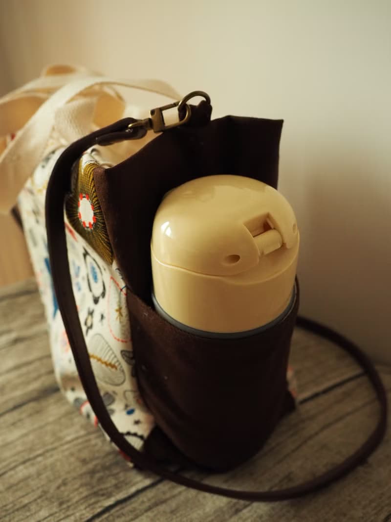 原創手工縫製托特側肩包帆布包 和風富士山圖案 可側背手挽