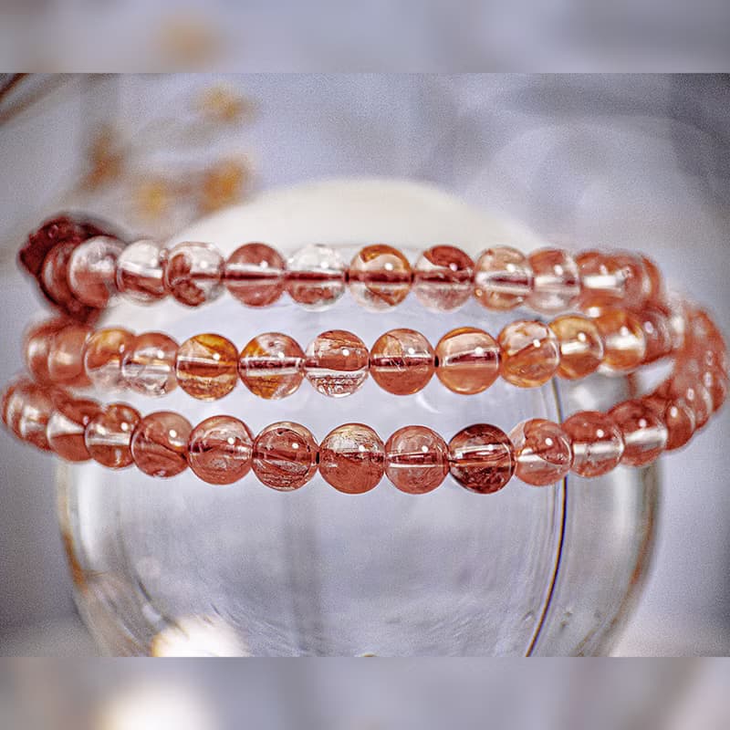 【高品 紅膠花貔貅】收藏級水晶貔貅三圈手鍊|一物ㄧ拍