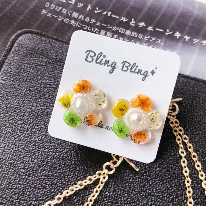 【茜作】乾燥花手工定制 耳釘 耳環 耳夾 耳針 花朵造型設計