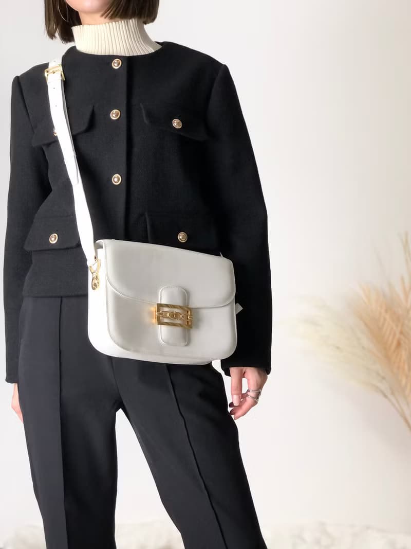 【 日本直送　名牌中古包 】CELINE セリーヌ ホースビット レザー クロスボディ ショルダーバッグ ホワイト vintage tkdtk2
