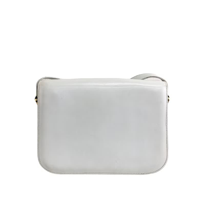 【 日本直送　名牌中古包 】CELINE セリーヌ ホースビット レザー クロスボディ ショルダーバッグ ホワイト vintage tkdtk2