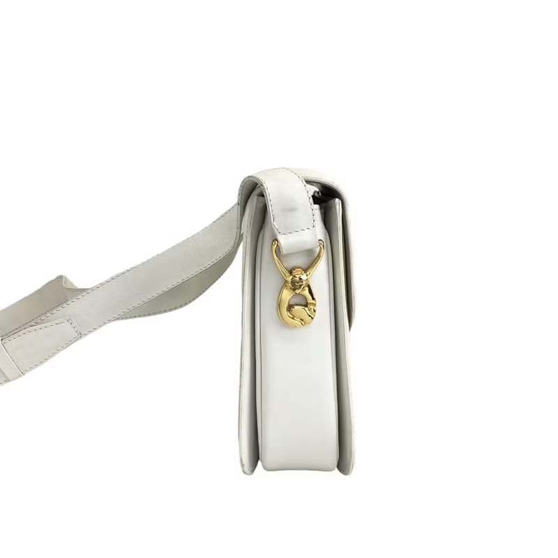 【 日本直送　名牌中古包 】CELINE セリーヌ ホースビット レザー クロスボディ ショルダーバッグ ホワイト vintage tkdtk2