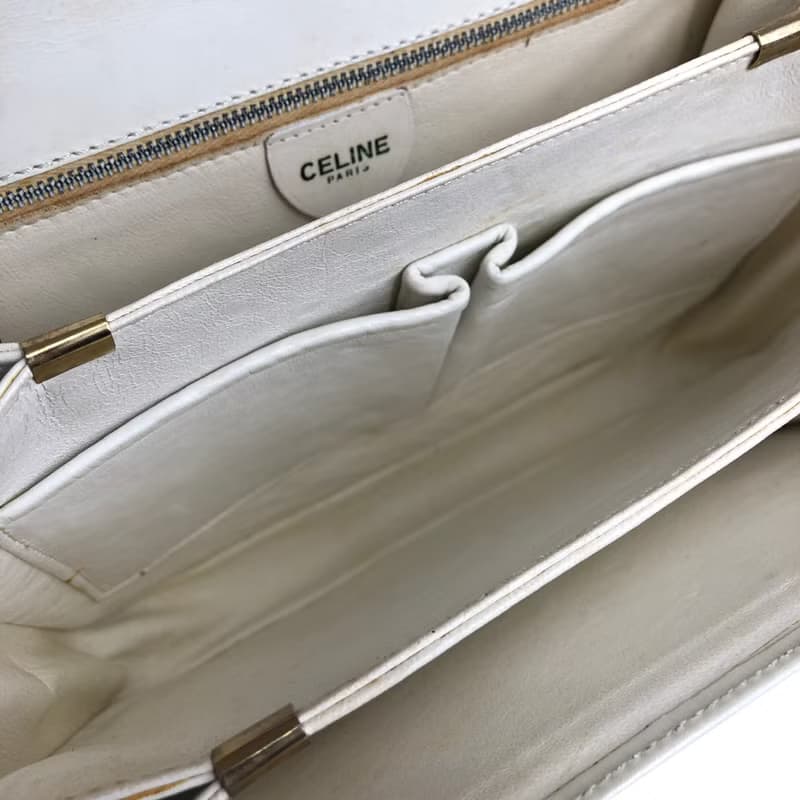 【 日本直送　名牌中古包 】CELINE セリーヌ ホースビット レザー クロスボディ ショルダーバッグ ホワイト vintage tkdtk2