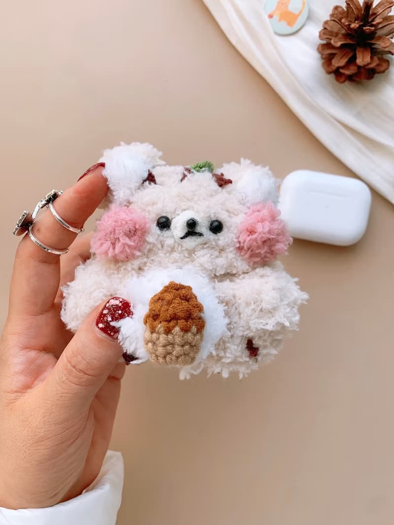 手工原創可愛松鼠耳機套鉤織耳機套蘋果無線耳機AirPods Pro