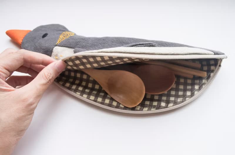 Penguin travel cutlery pouch case - Ash