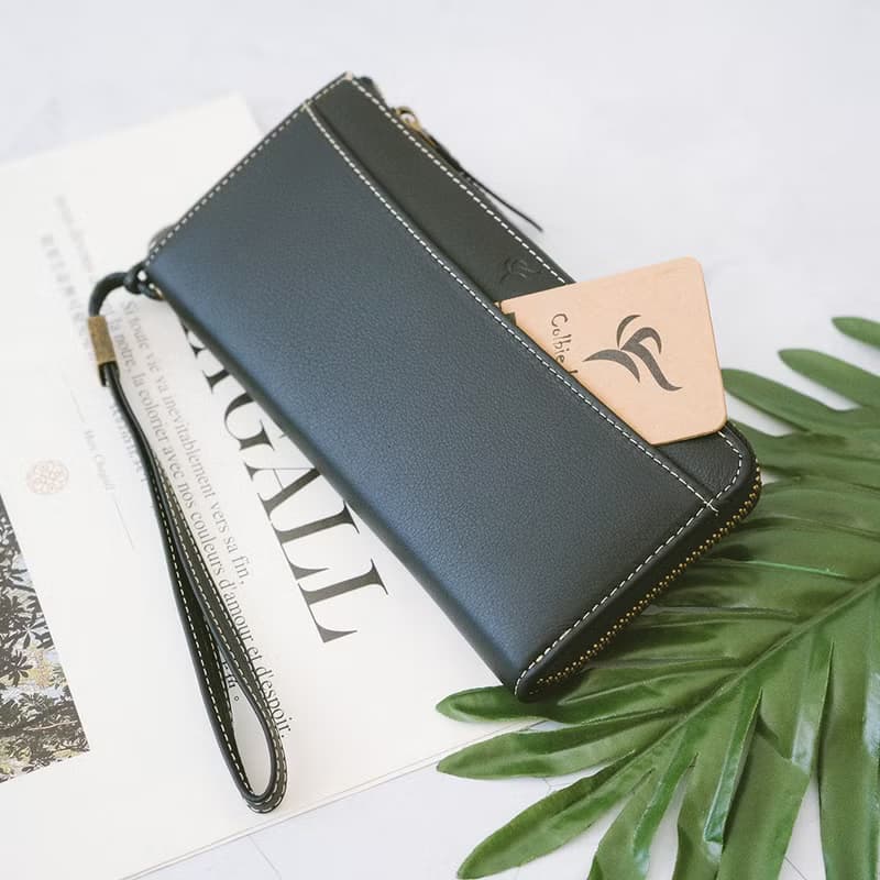 【禮盒】真皮拉鏈手拿長夾 X65039 黑