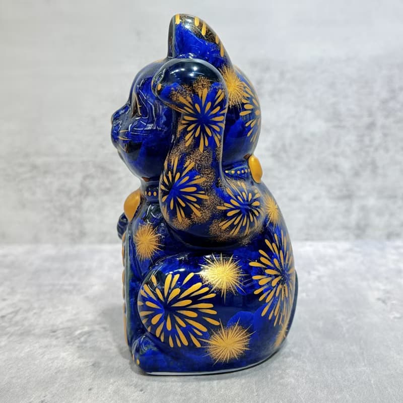 【墨火耀財】日本清水燒招財貓 | 青墨 花火 千万両
