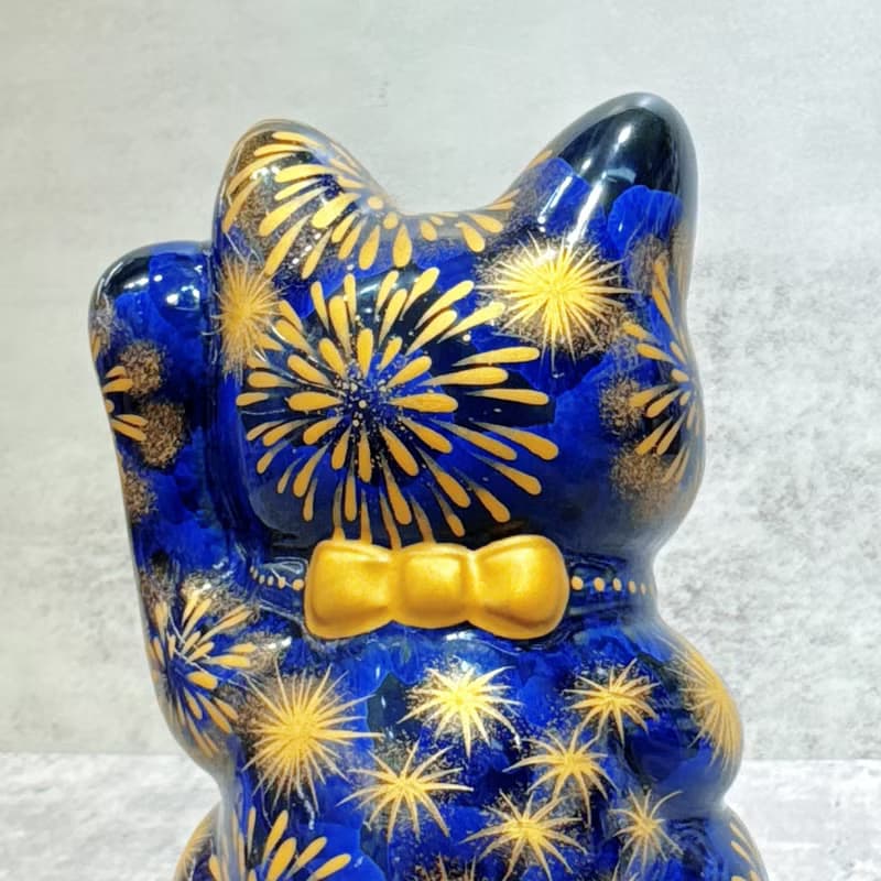 【墨火耀財】日本清水燒招財貓 | 青墨 花火 千万両