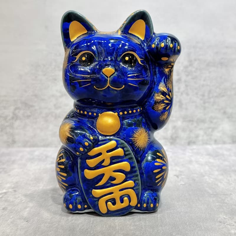【墨火耀財】日本清水燒招財貓 | 青墨 花火 千万両