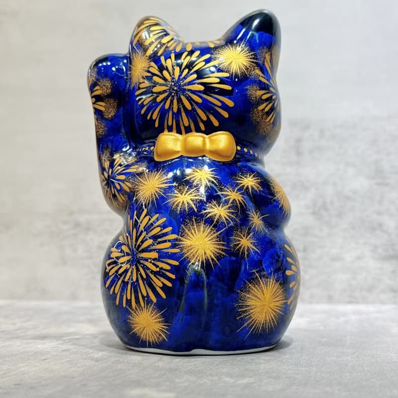 【墨火耀財】日本清水燒招財貓 | 青墨 花火 千万両