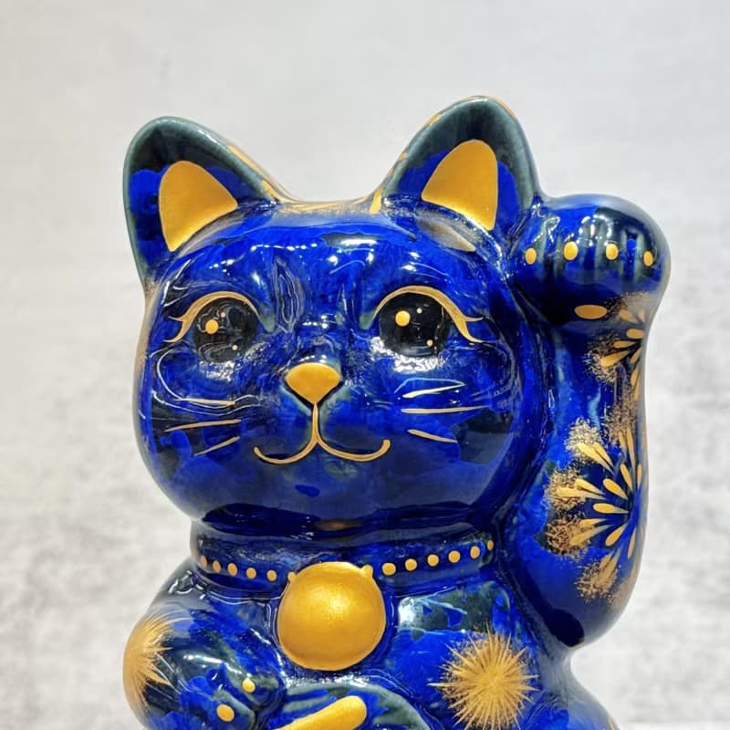 【墨火耀財】日本清水燒招財貓 | 青墨 花火 千万両