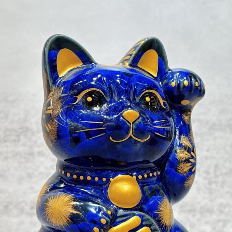 【墨火耀財】日本清水燒招財貓 | 青墨 花火 千万両
