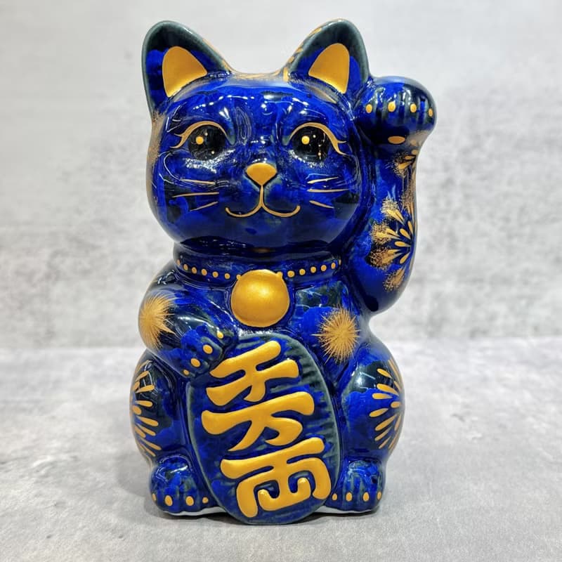 【墨火耀財】日本清水燒招財貓 | 青墨 花火 千万両