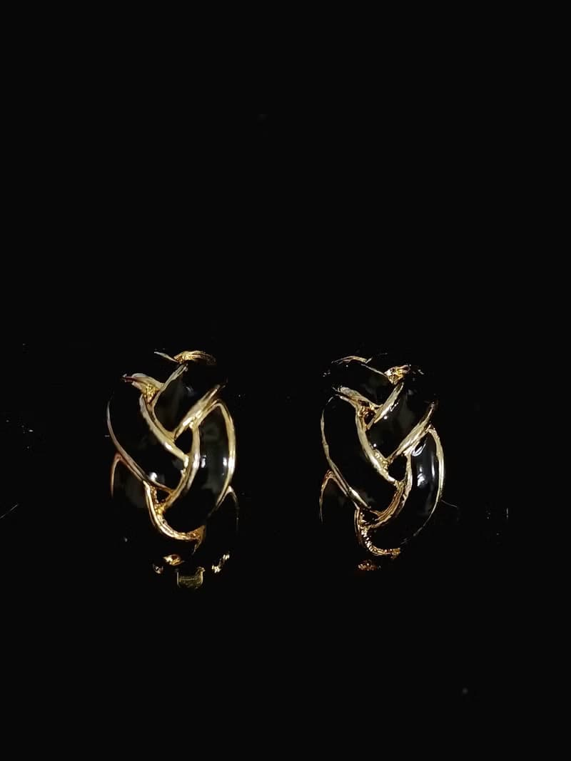 vintage jewelry  古董夾式耳環 交錯繩結