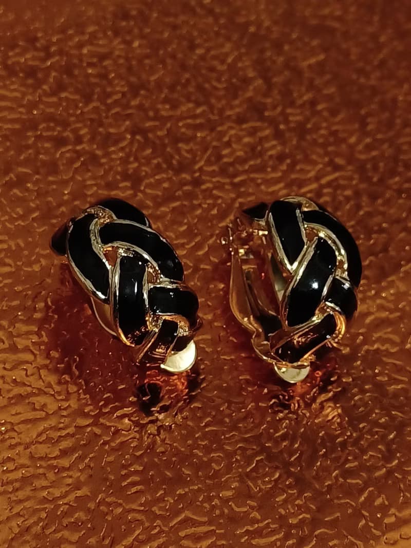 vintage jewelry  古董夾式耳環 交錯繩結