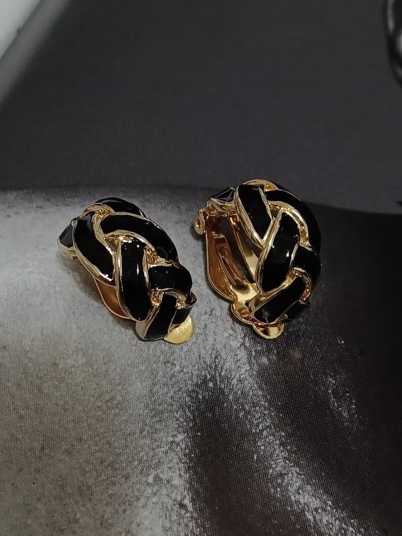 vintage jewelry  古董夾式耳環 交錯繩結