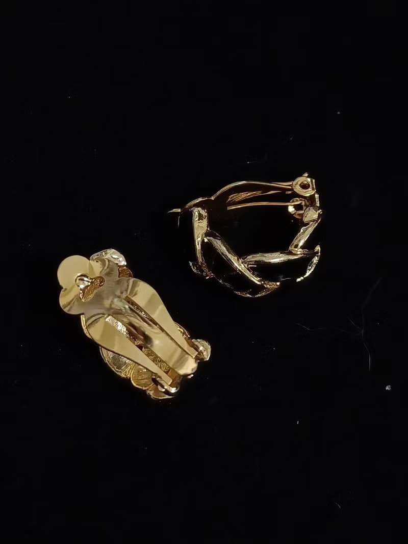 vintage jewelry  古董夾式耳環 交錯繩結