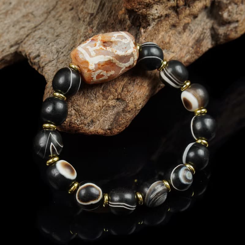 西亞蓮花寶瓶.藥師瑪瑙珠手串(內圍16公分)