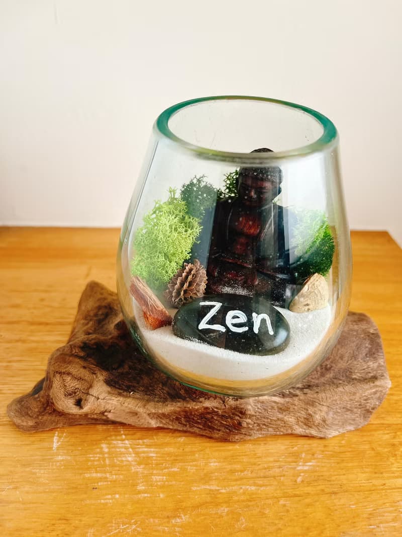 純自然 峇里島風 diy組 柚木玻璃 佛 禪 乾燥植物 盆栽 送禮 小物