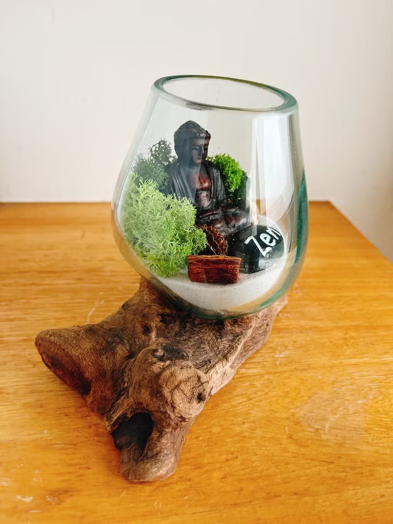 純自然 峇里島風 diy組 柚木玻璃 佛 禪 乾燥植物 盆栽 送禮 小物